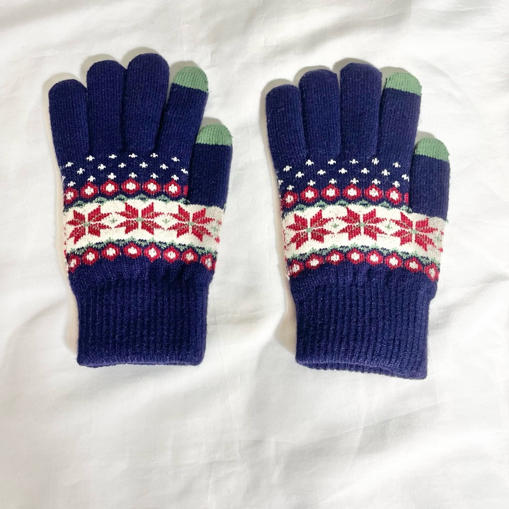 Sz OS Winter Touchscreen Warm thick for Women Knit Gloves  Snowflake Pattern